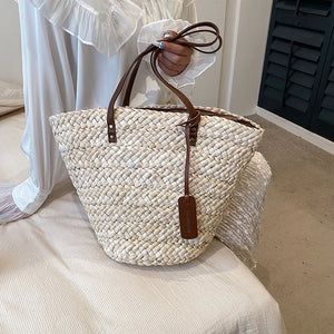 Sac de plage paille avec fermeture