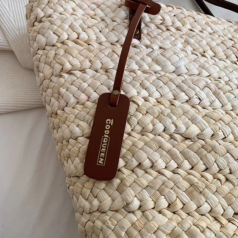 Sac de plage paille avec fermeture