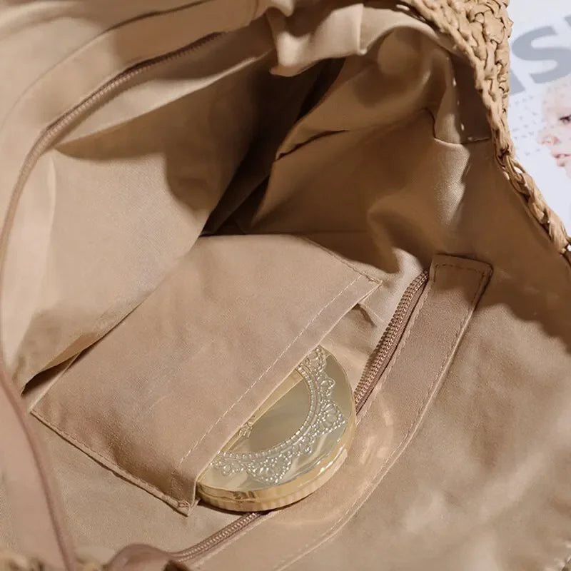 Sac de plage rond en paille