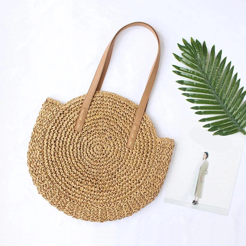 Sac de plage rond en paille