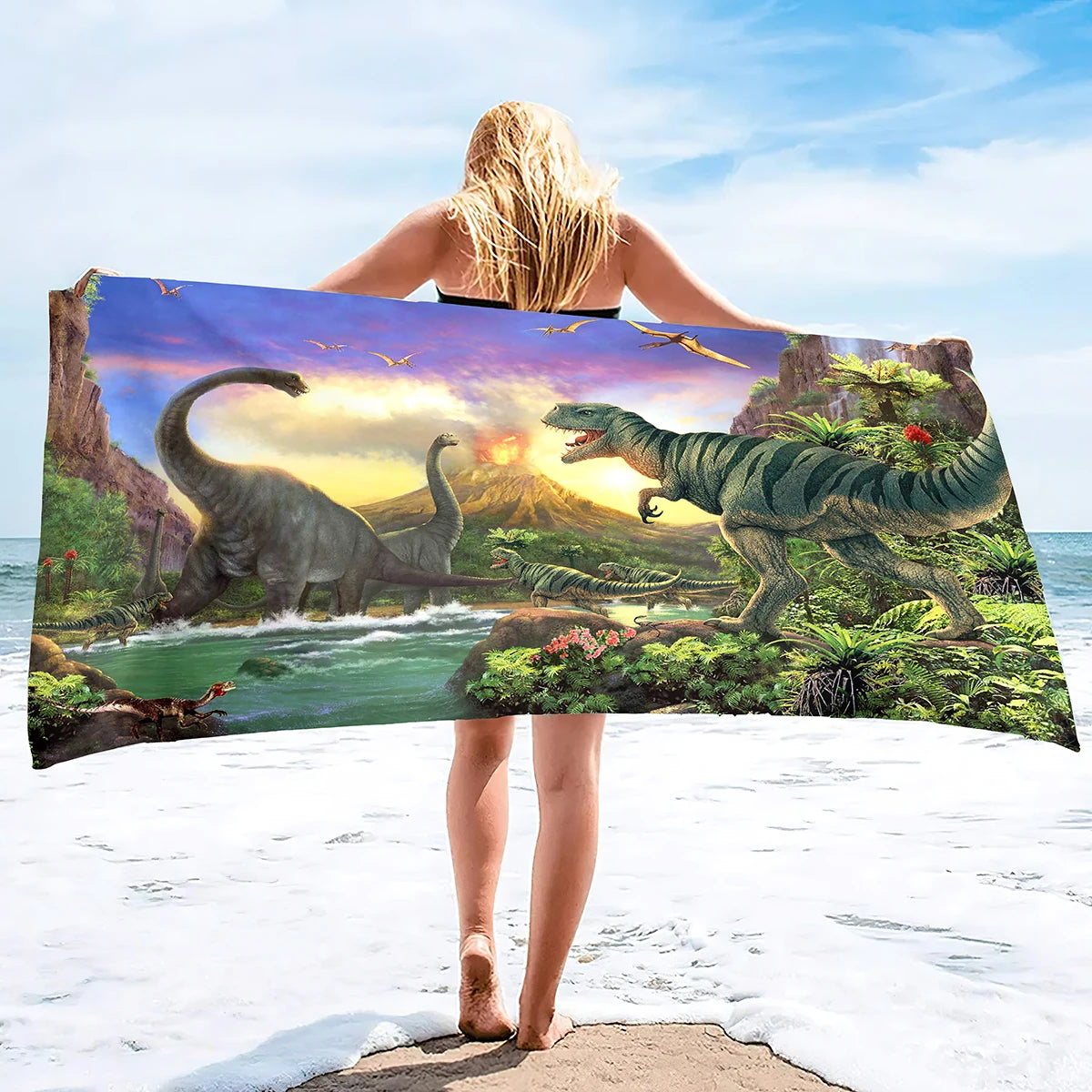 Serviette de plage dinosaure