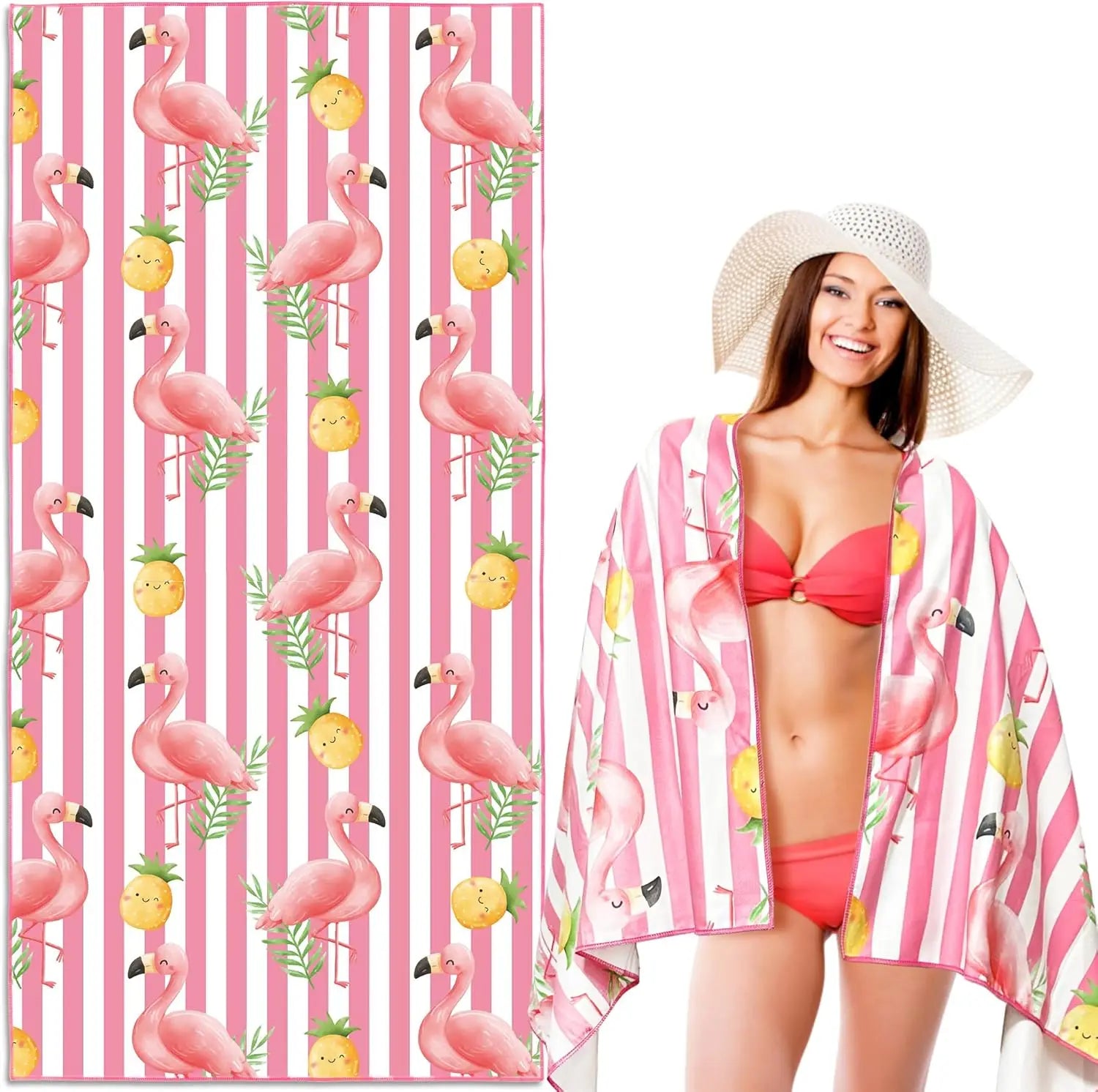 Serviette de plage rose