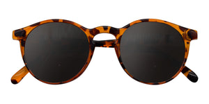 lunettes soleil rondes malibu leopard verre noir pliee beau soleil
